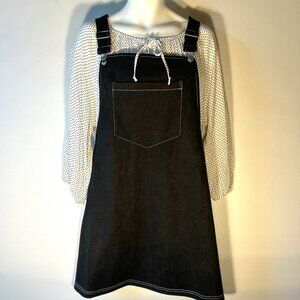 AUW SZ 2X Black velvety overall jumper Cottage core Western Ranch Preppy